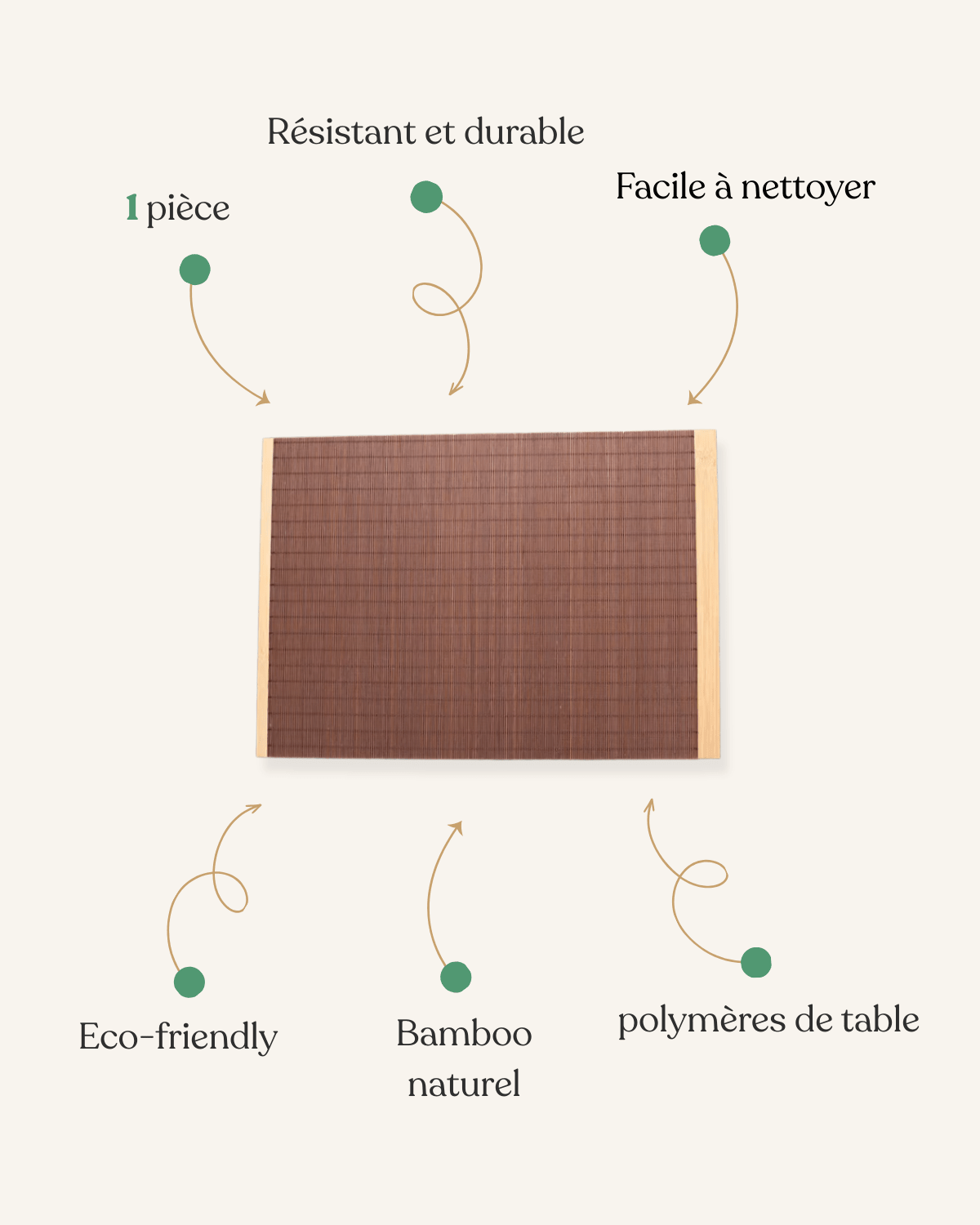 Set de table bambou marron Bambou café 1 - Matabledeco