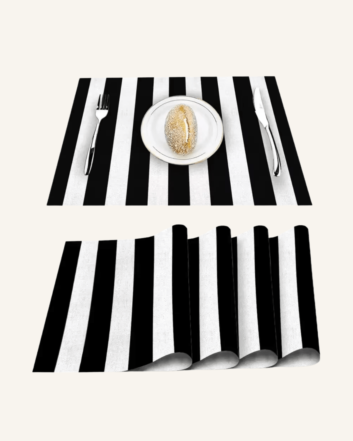 Set de table blanc et noir Blanc et Noir - Matabledeco