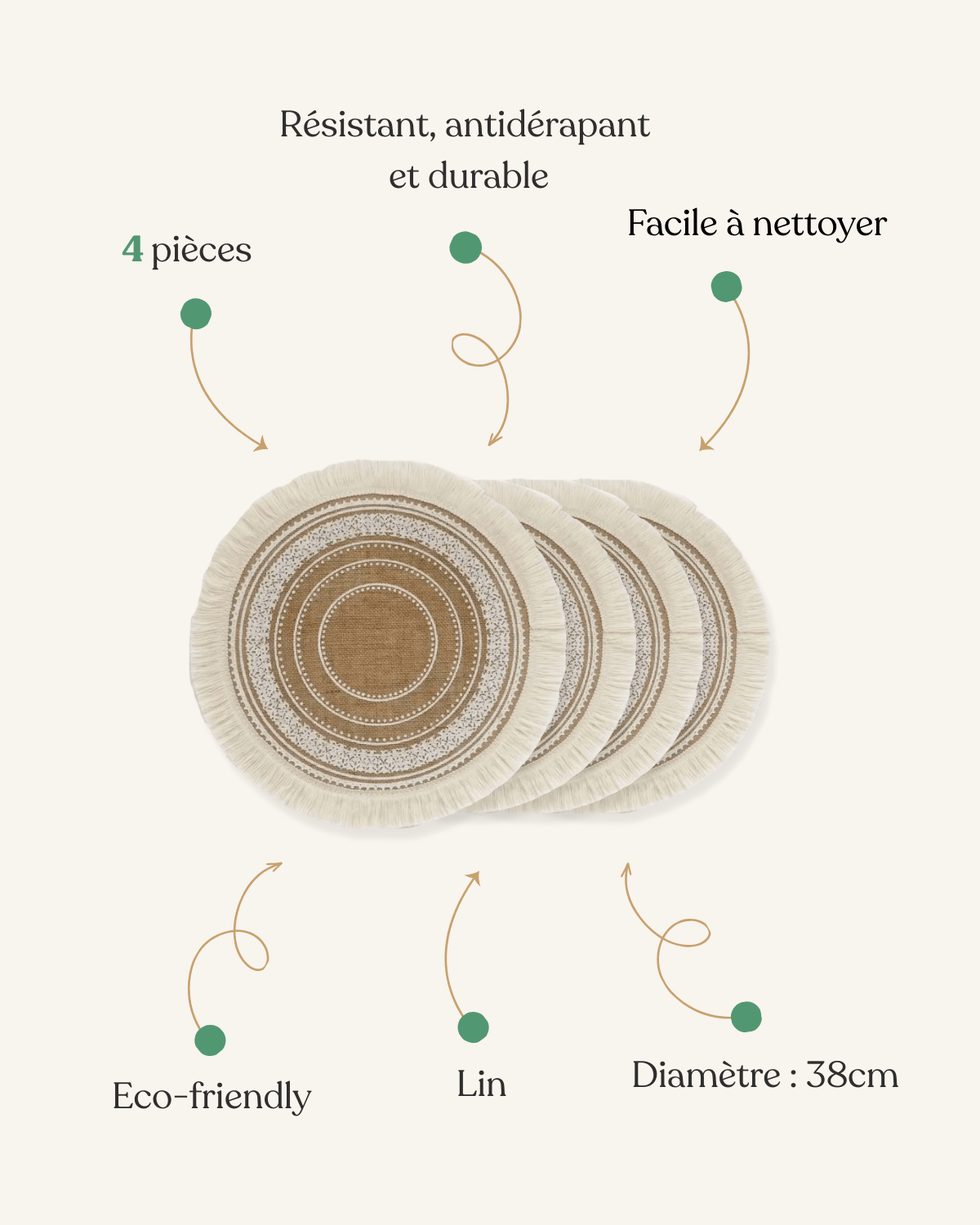 Set de table bohème chic Jute - Matabledeco