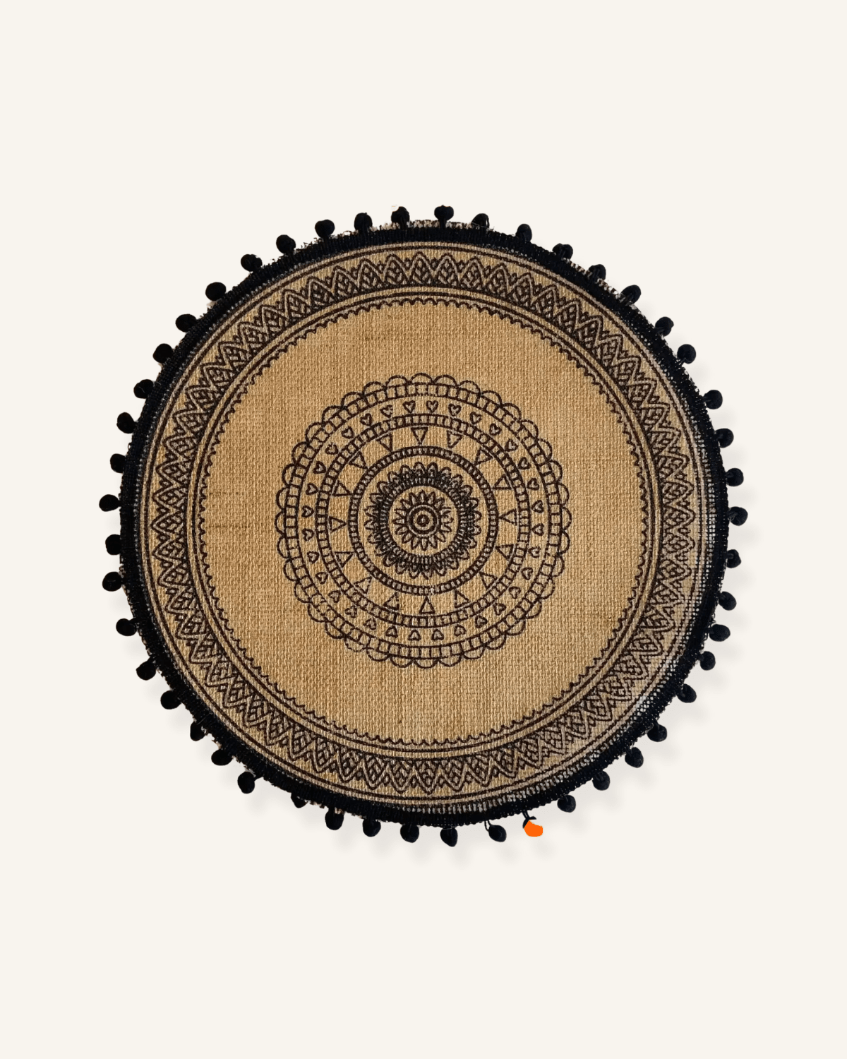 Set de table bohème ponpon noir Jute - Matabledeco