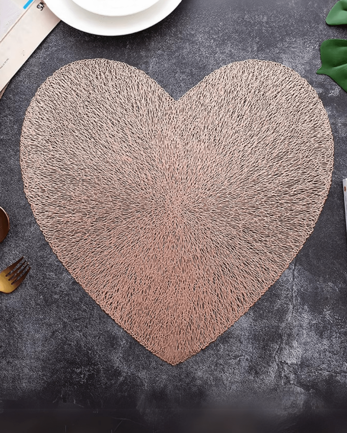 Set de table coeur Doré rose - Matabledeco