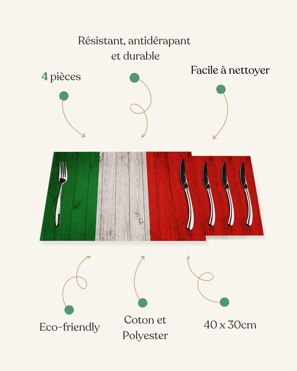 Set de table design italien Motif - Matabledeco