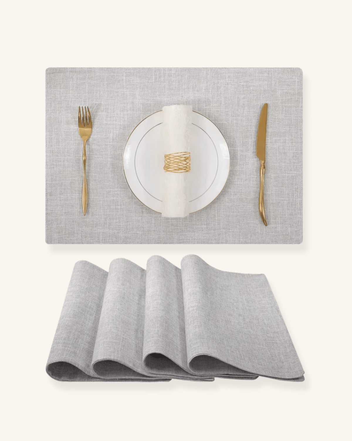 Set de table en coton Gris clair - Matabledeco