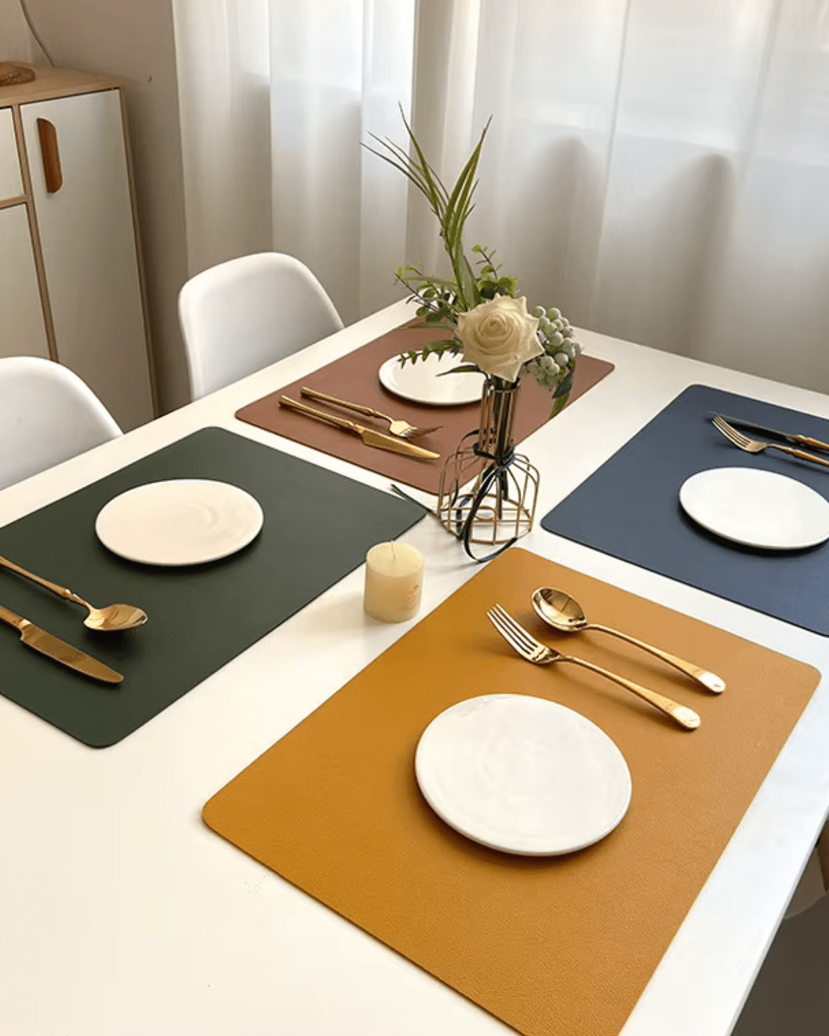 Set de table en cuir synthétique Vert - Matabledeco