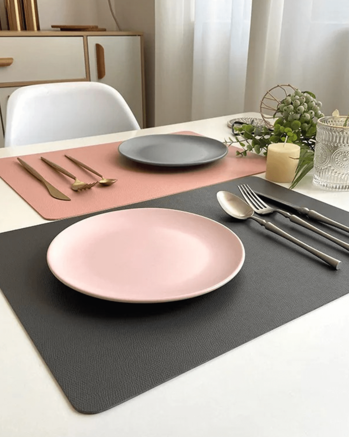 Set de table en cuir synthétique Vert - Matabledeco