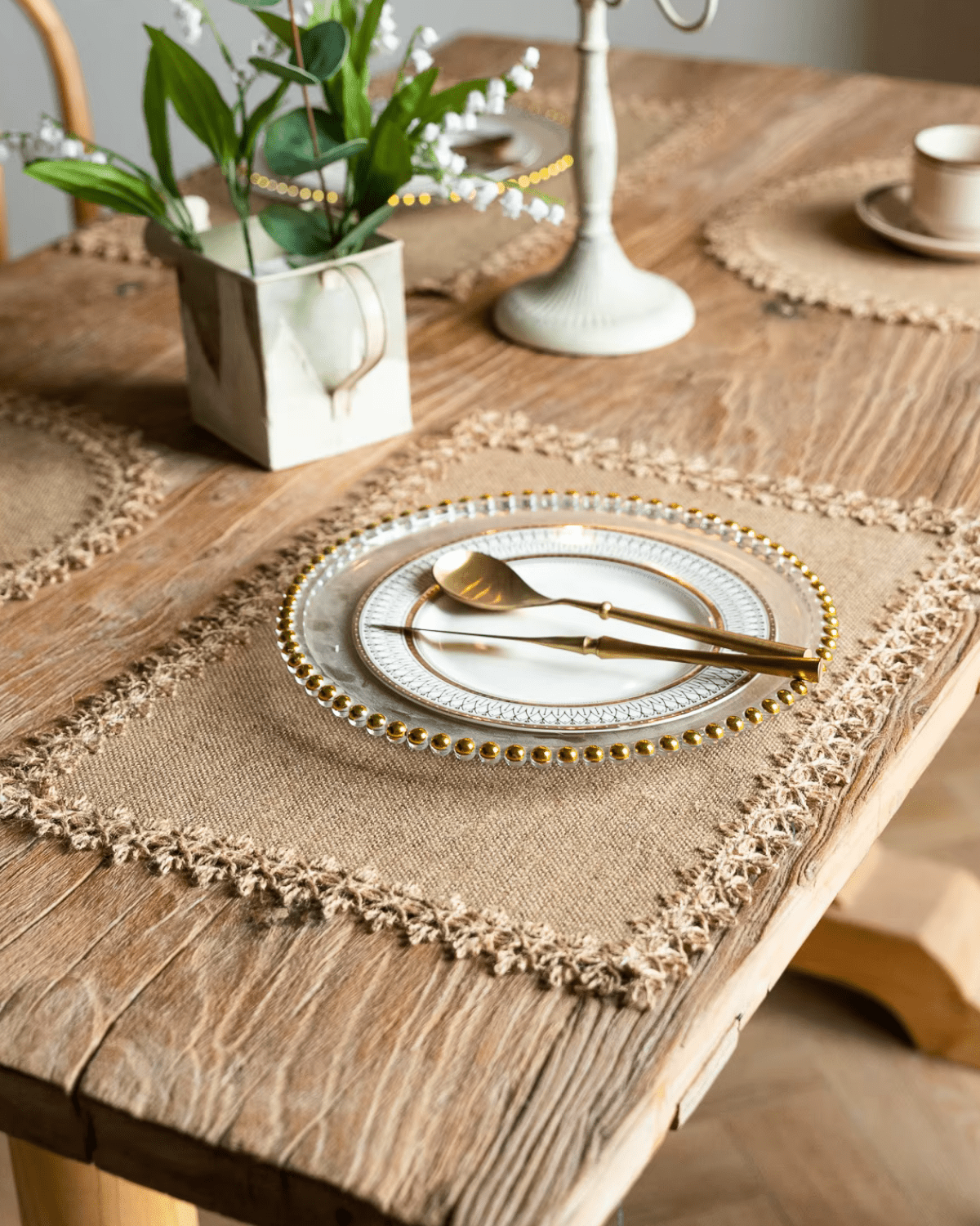 Set de table en jute rectangulaire Jute - Matabledeco