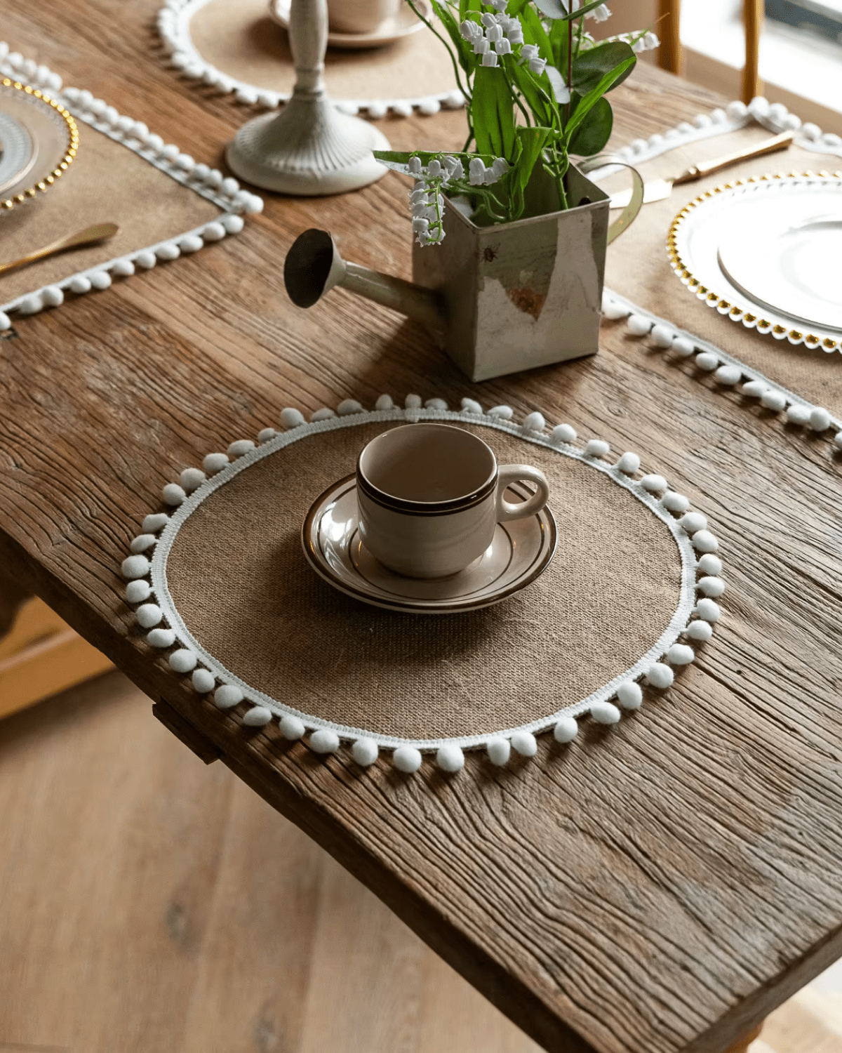 Set de table en jute rond Jute - Matabledeco