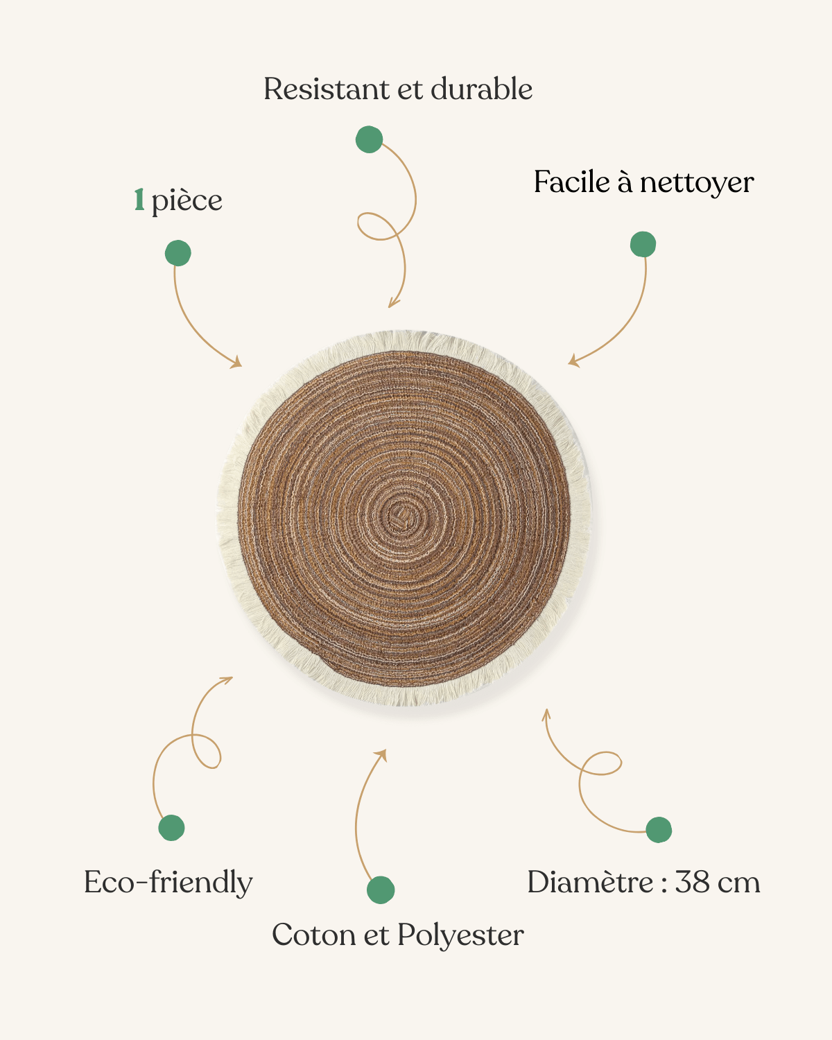 Set de table en paille Marron - Matabledeco