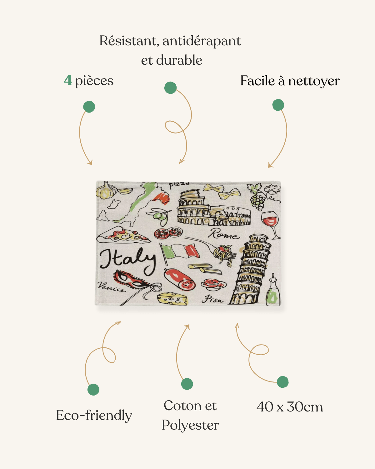 Set de table en papier italien Motif - Matabledeco
