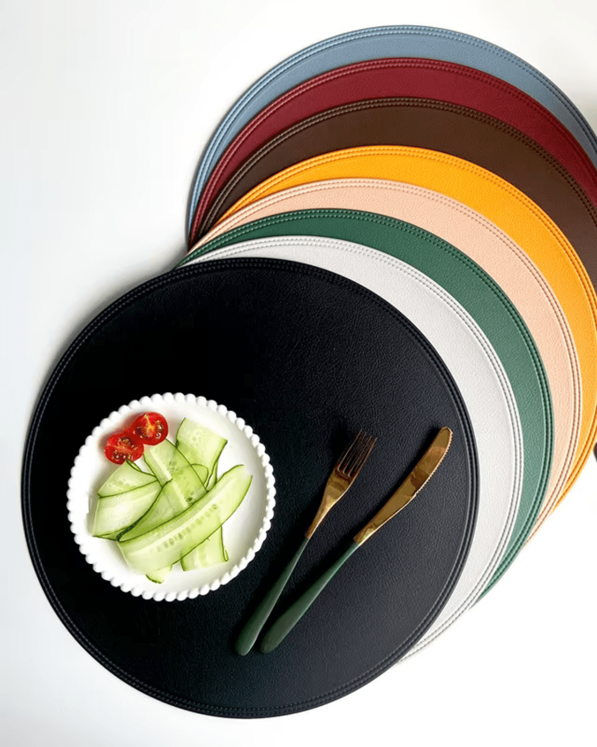 Set de table en simili cuir Noir - Matabledeco