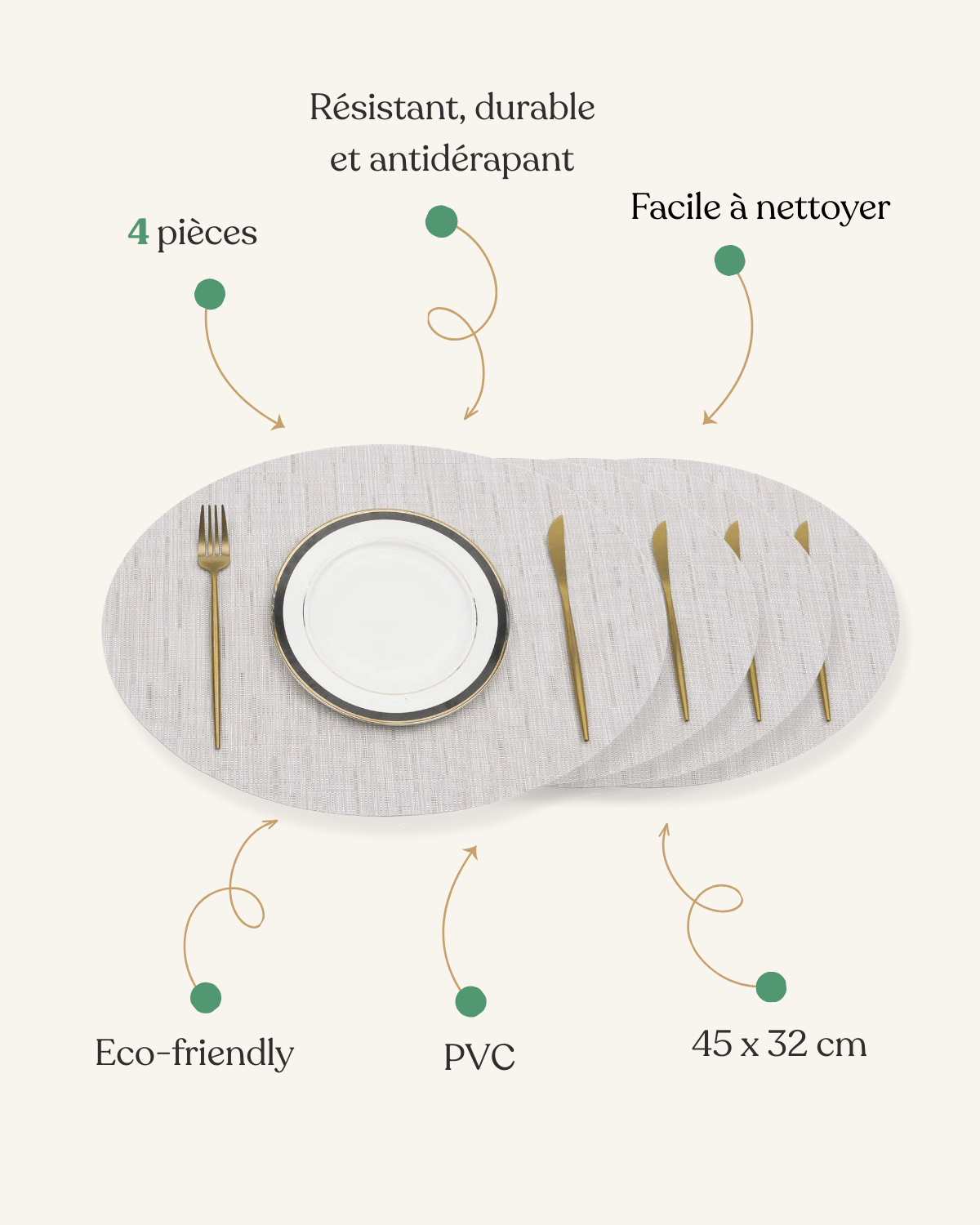 Set de table enduit Beige - Matabledeco