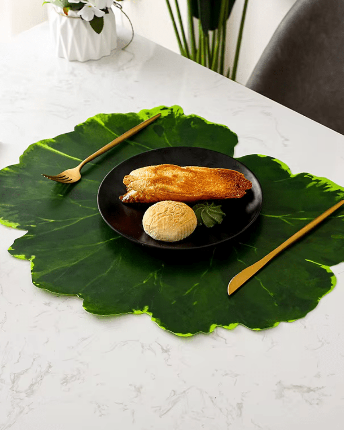 set de table feuillage Vert Canna - Matabledeco