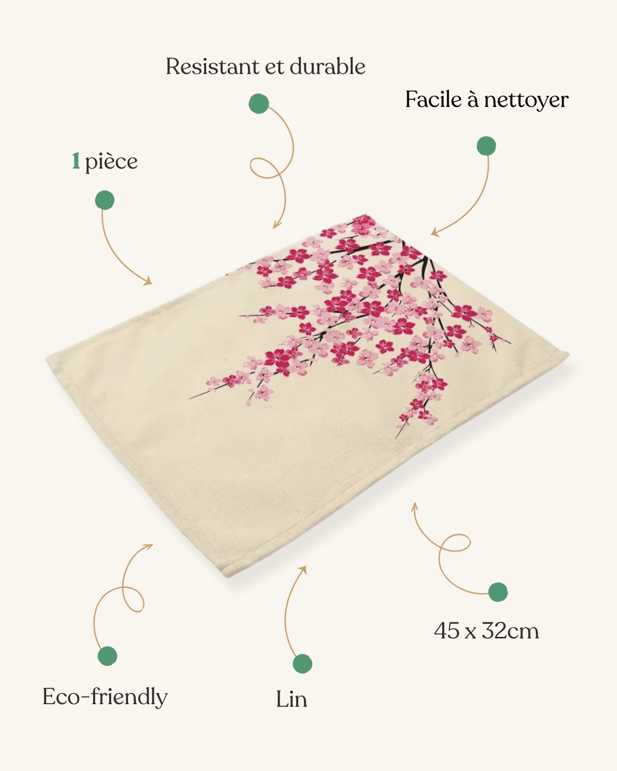 Set de table fleur de cerisier Motif - Matabledeco