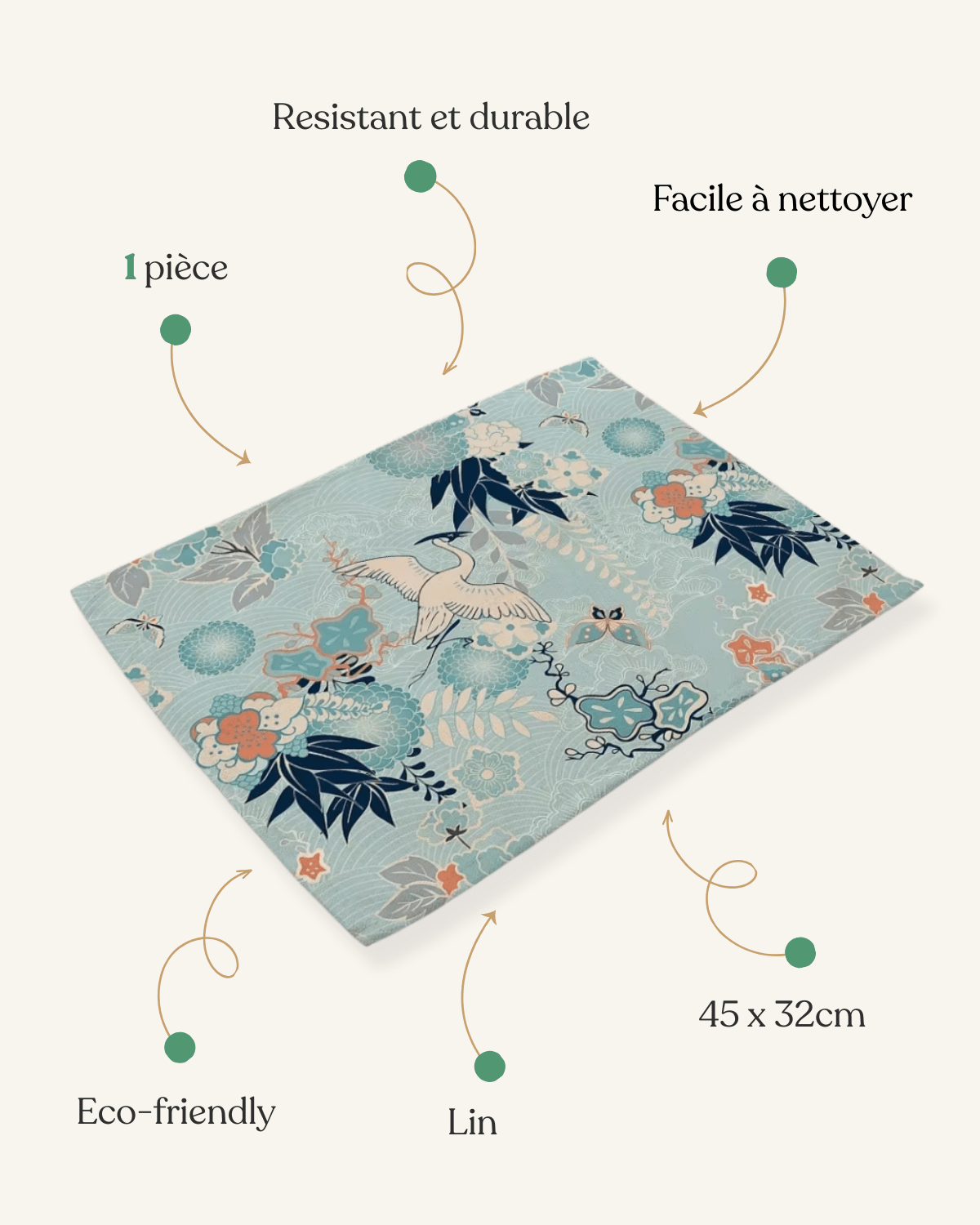 Set de table grue japonaise Motif - Matabledeco
