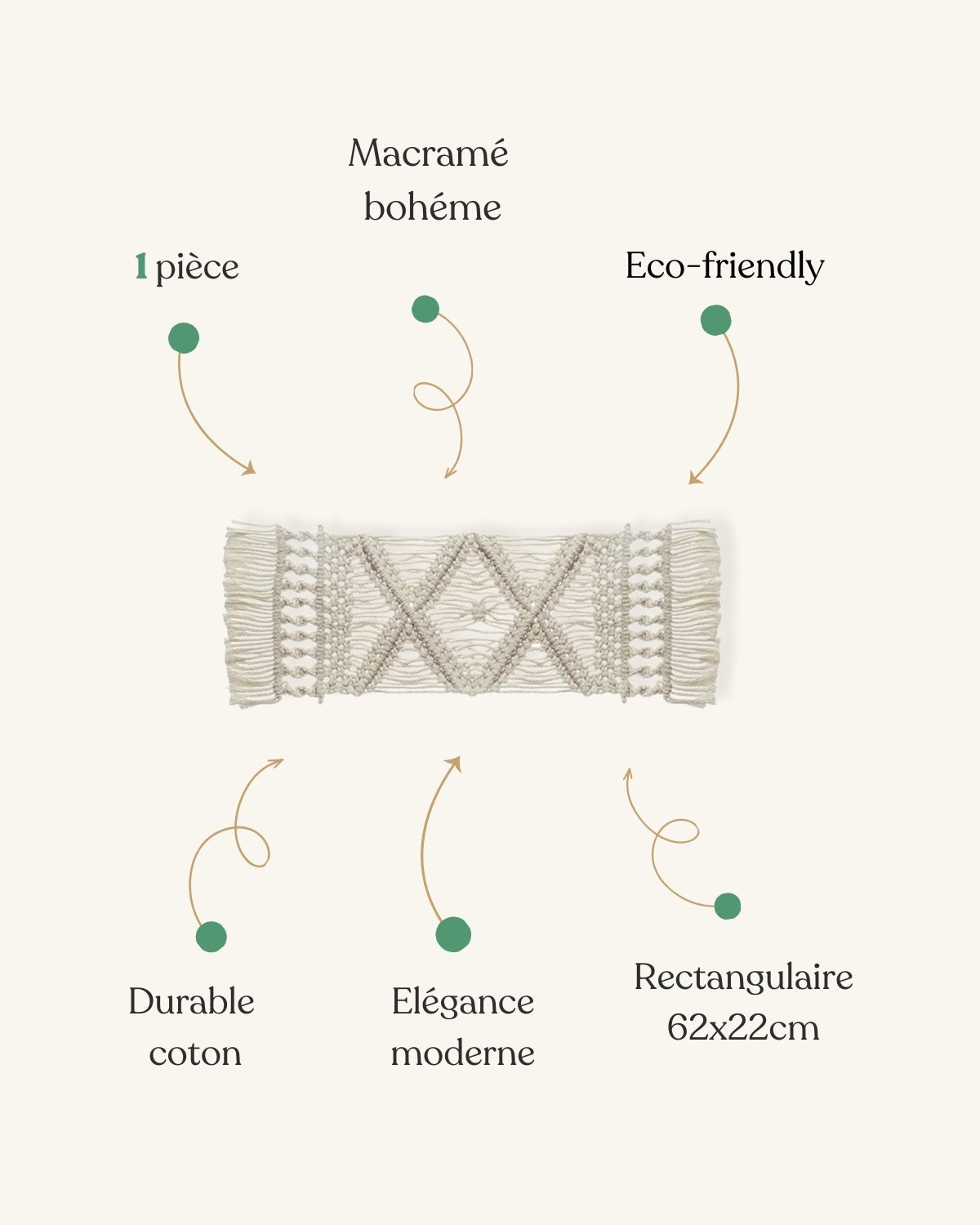 Set de table macramé Blanc - Matabledeco