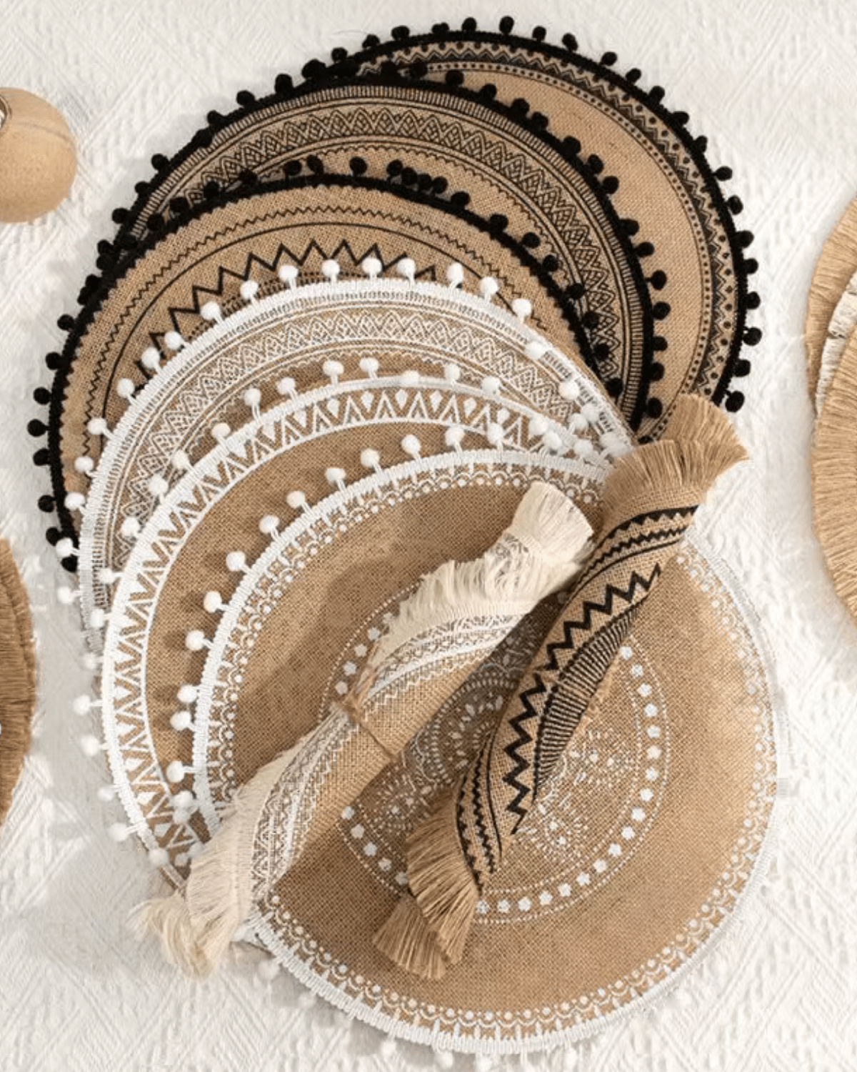 Set de table motifs bohème Jute - Matabledeco