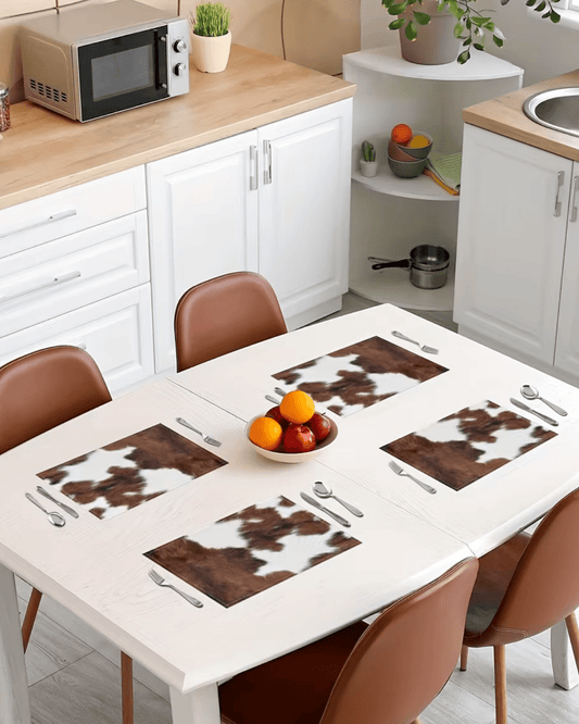 Set de table peau de vache Marron et Blanc - Matabledeco