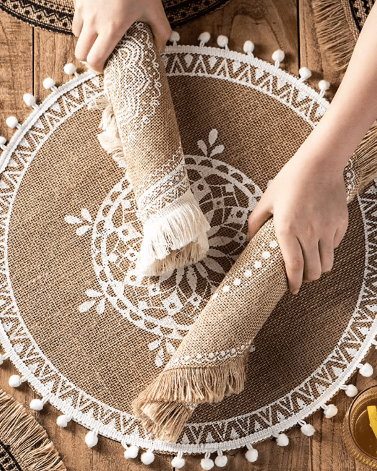 Set de table rond bohème Jute - Matabledeco