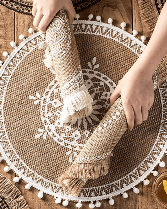 Set de table rond bohème Jute - Matabledeco