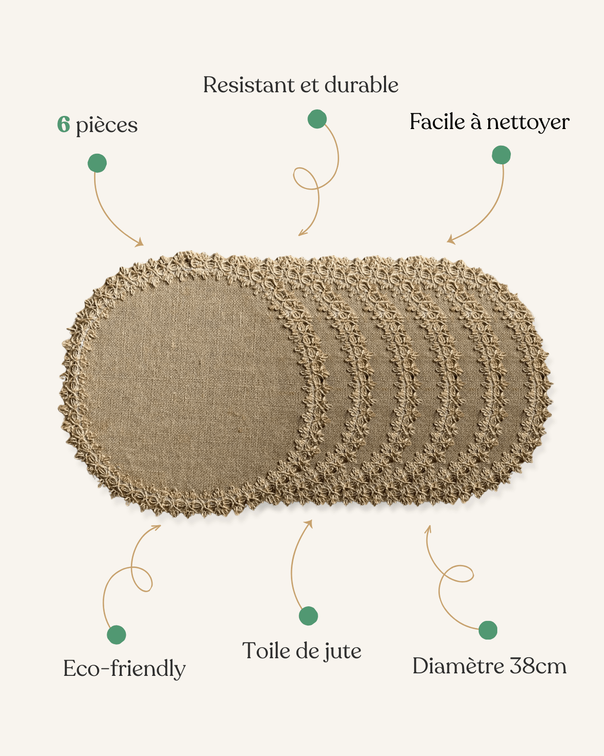 Set de table rond jute Jute - Matabledeco