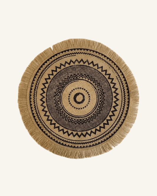 Set de table rond jute noir Jute - Matabledeco