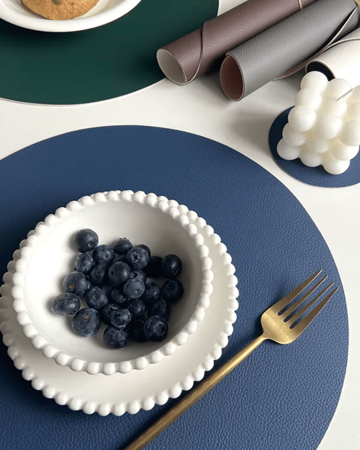 Set de table ronds Bleu gris - Matabledeco