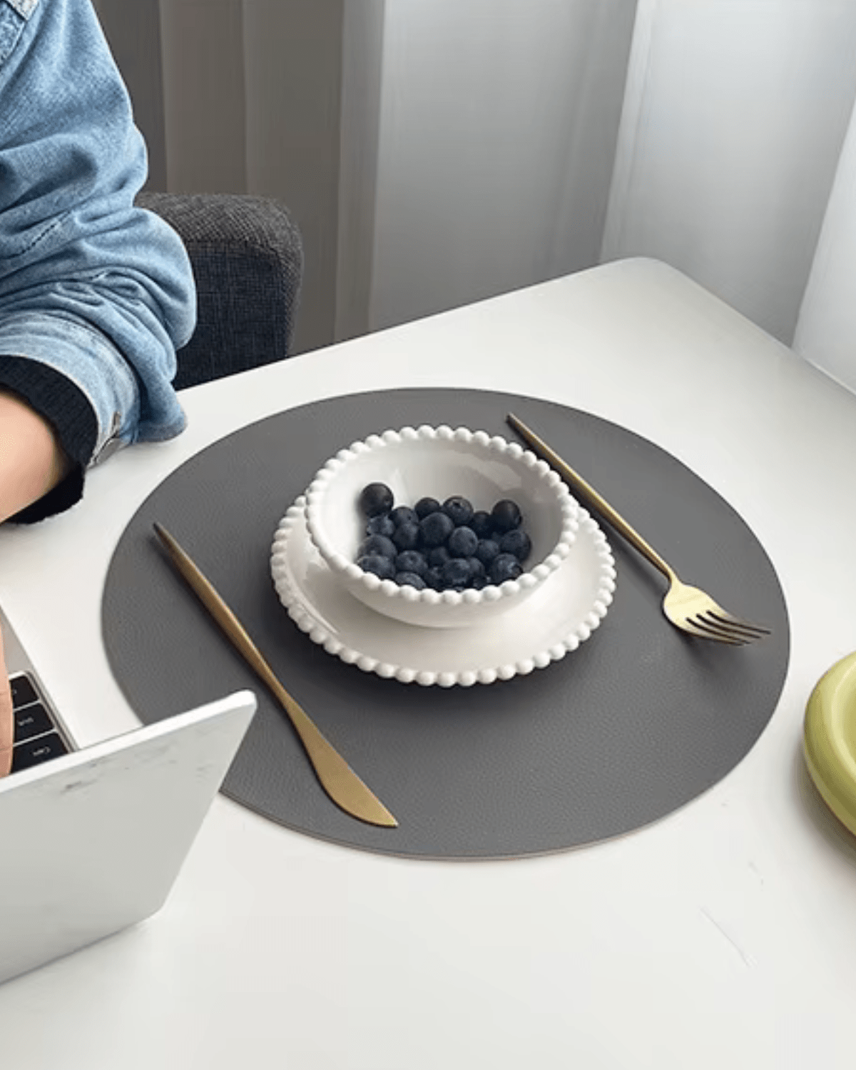 Set de table ronds Bleu gris - Matabledeco