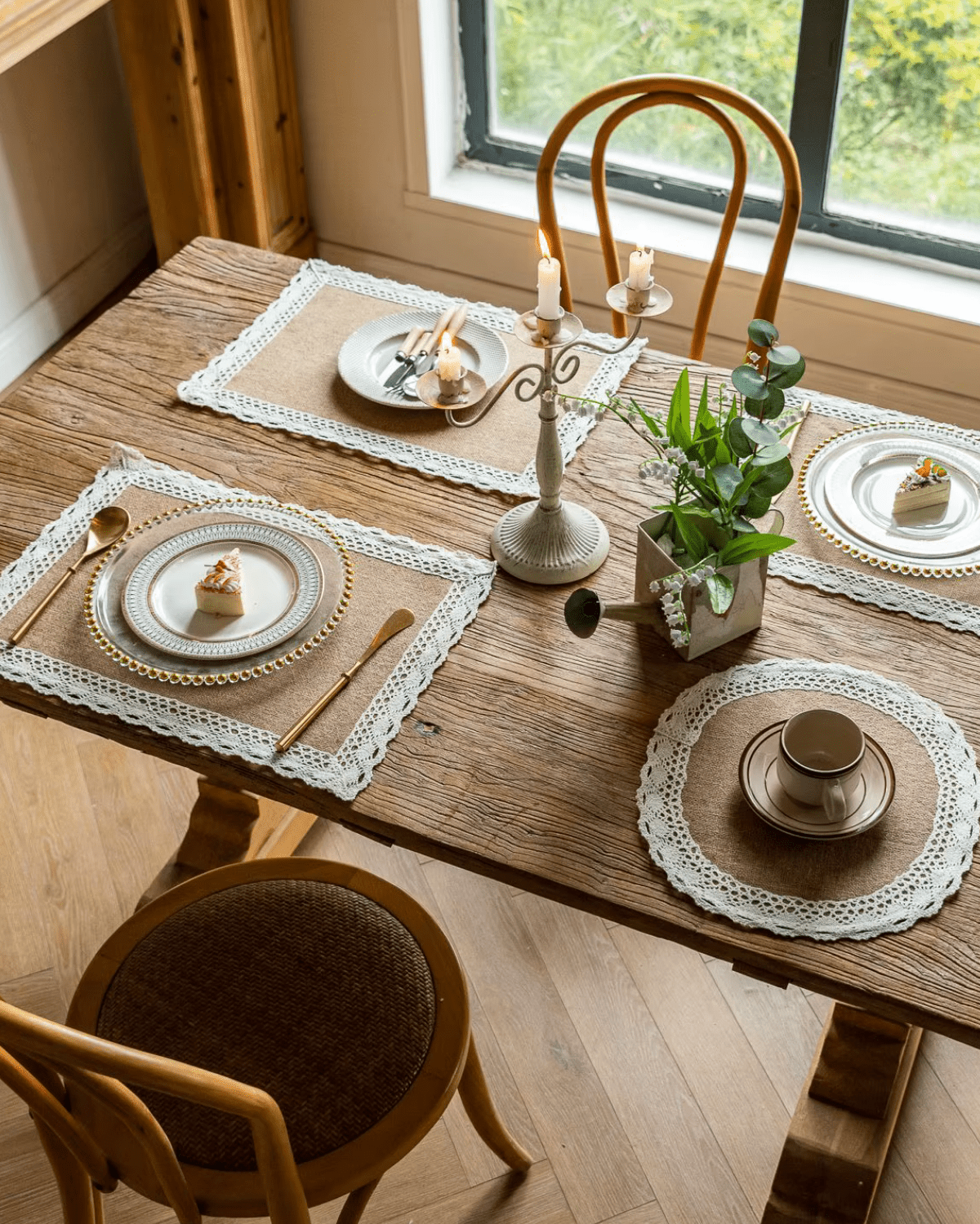 Set de table toile de jute et dentelle Jute - Matabledeco