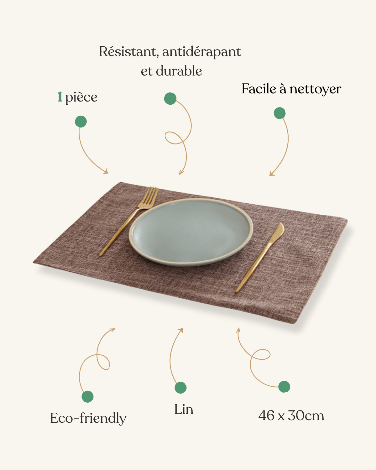 Sets de table en tissu Café - Matabledeco