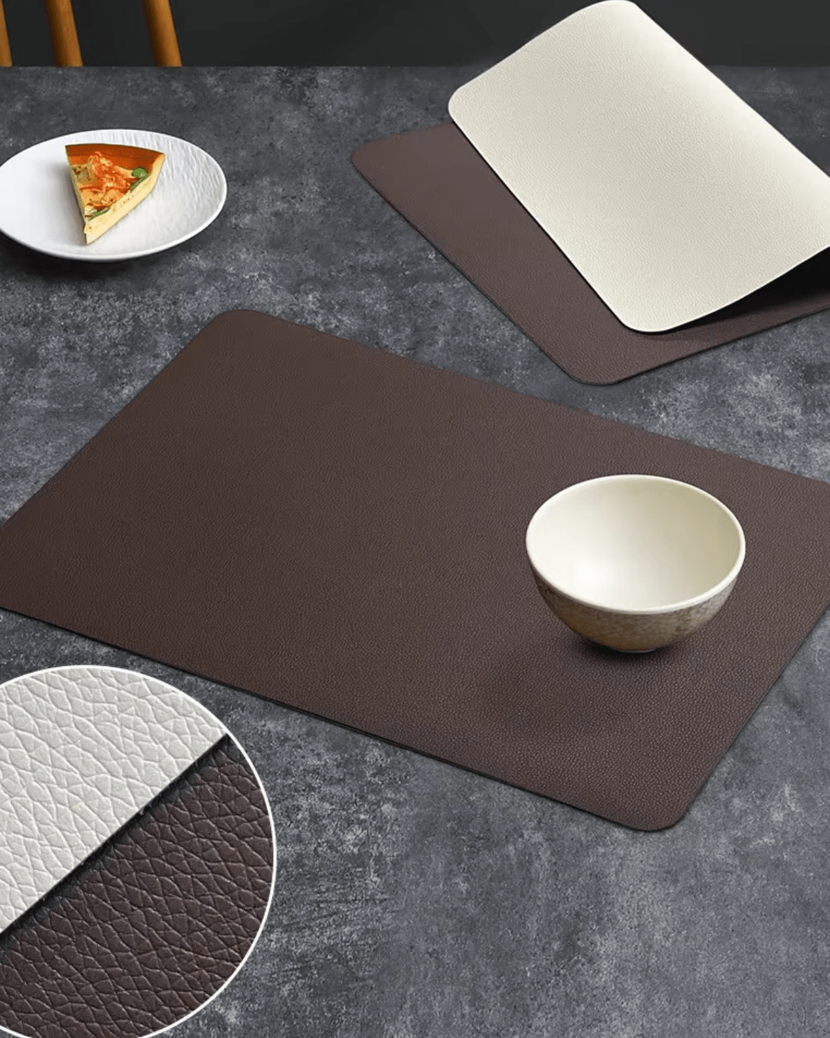 Sets de table lavables café Blanc ivoire - Matabledeco