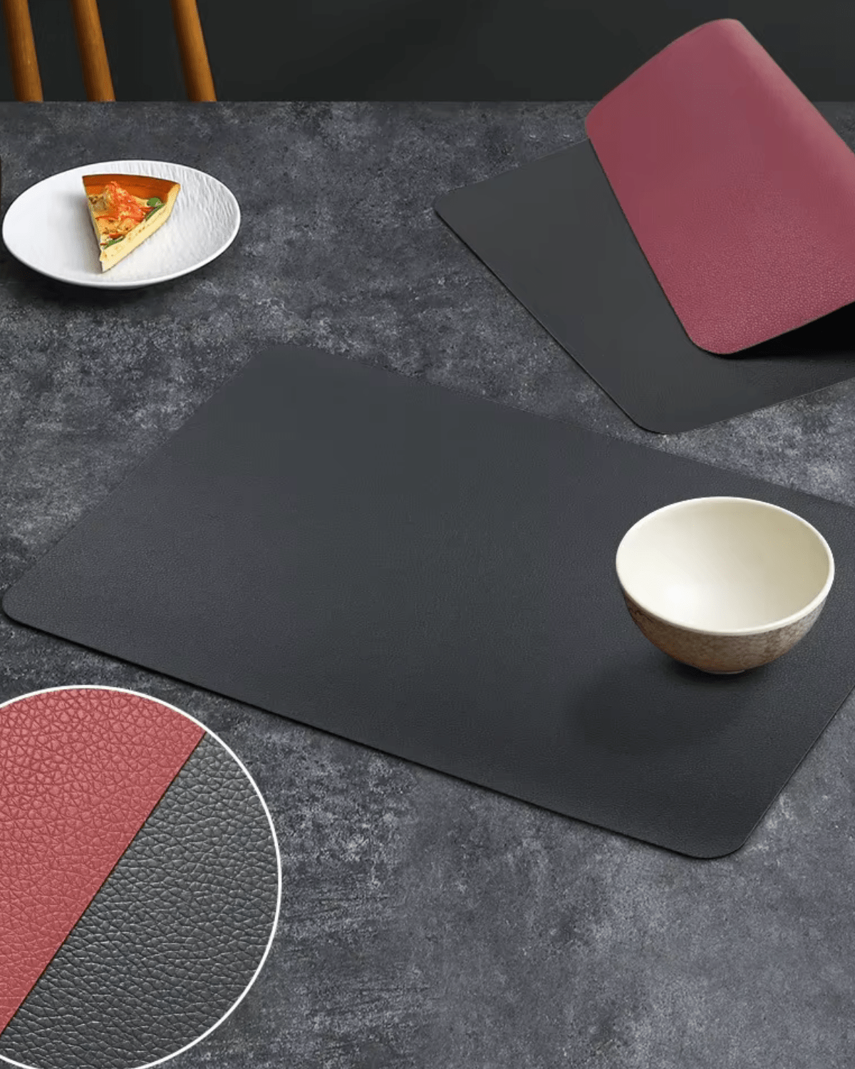 Sets de table lavables Noir Rouge - Matabledeco