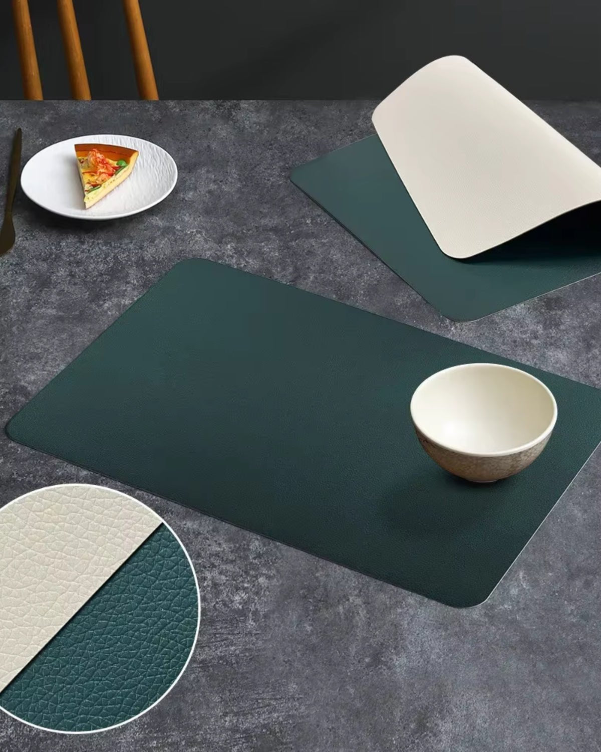 Sets de table lavables Vert Beige - Matabledeco