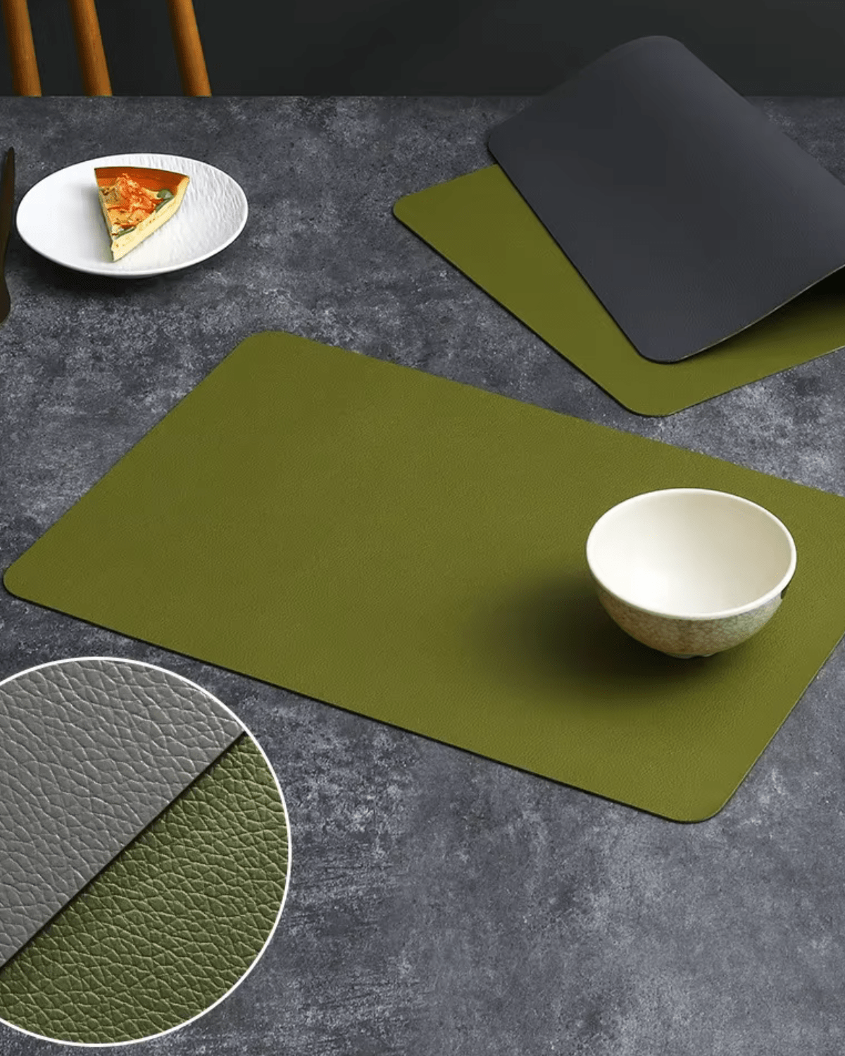 Sets de table lavables Vert foncé Gris - Matabledeco