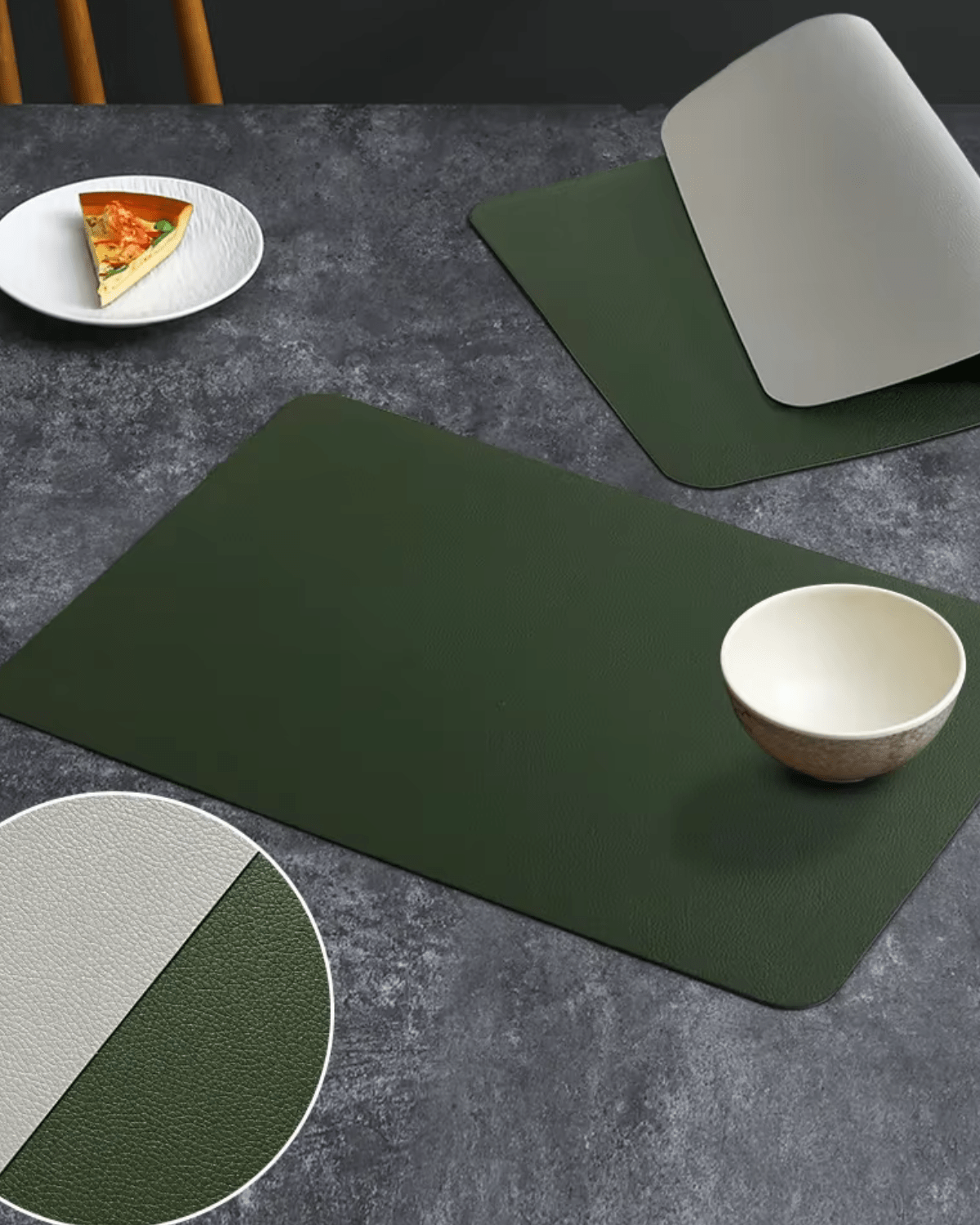 Sets de table lavables Vert Gris - Matabledeco