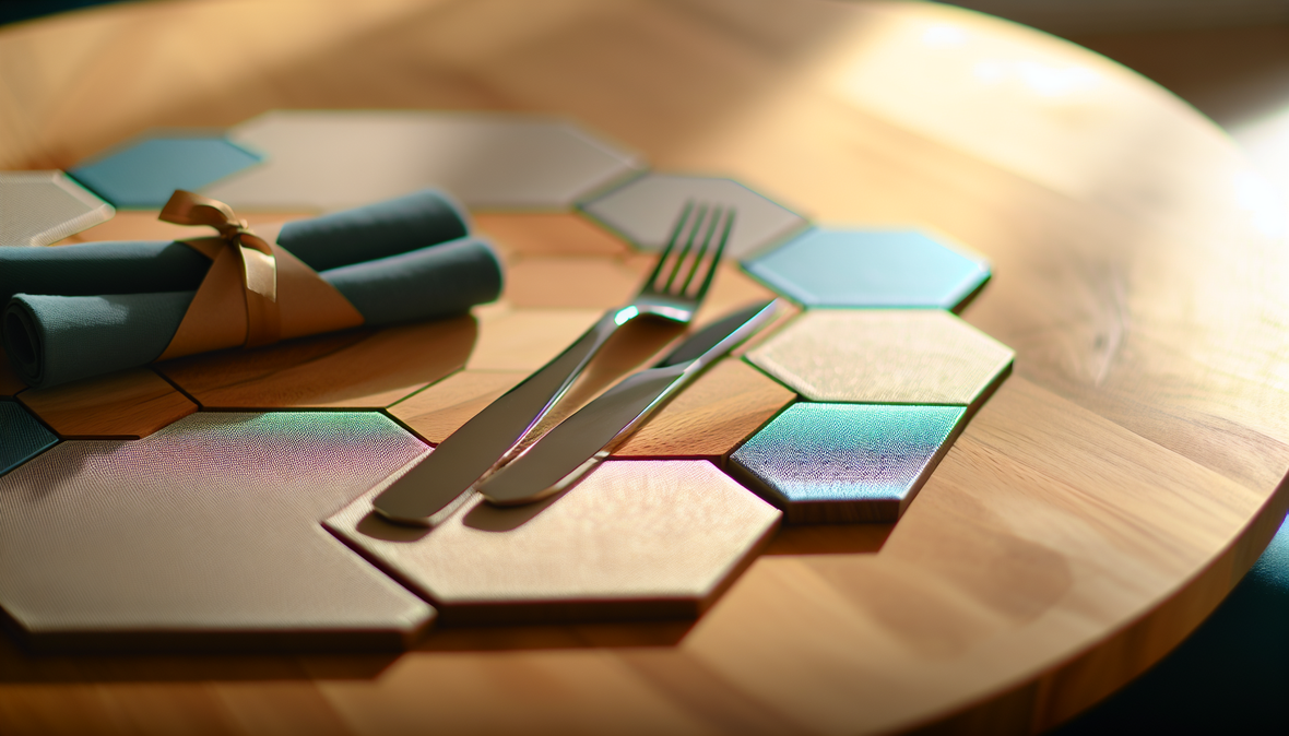 sets de table hexagonaux sur une table ronde